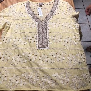 Chico’s lemon embellished blouse